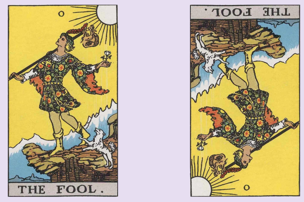 Significado de cartas del tarot, el loco del derecho y del revés